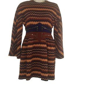 Vintage 1960's Junior Accent Chevron Studded Mini Sweater Dress